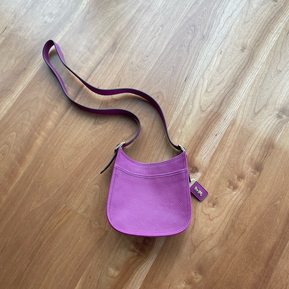 Coach Purple Pebbled Leather Crossbody Bag Gem